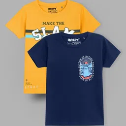 RASPY Boys Typography Printed Pack Of 2 Round Neck Pure Cotton Regular Fit Tshirt image 4