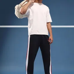 The Roadster Lifestyle Co Men Mid-Rise Track Pants With Side Strips image 3