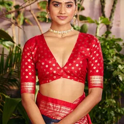 TIRA Woven Design Zari Silk Blend Handloom Patola Saree image 4