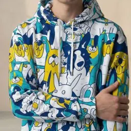 SQUIREHOOD Men Printed Hooded Sweatshirt image 3