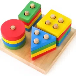 bloombec Wooden Geometric Blocks, Shape Sorting & Stacking Toys for Toddlers and Kids-picture-10
