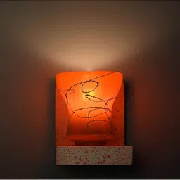 1ST TIME Orange & Orange Textured Wood Contemporary Abstract Shaped Shaped Wall Lamp image 3