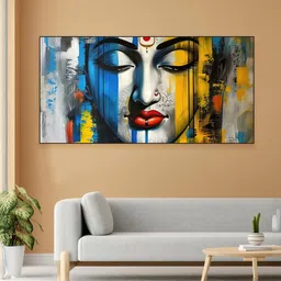 nestroots Black Canvas Framed Radiant Serenity: Shiva's Essence Wall Painting(12X24 Inch) image 1