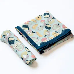 cocoon care Green & Blue 2 Pieces Printed AC Room 150 GSM Single Bed Blankets-image-40