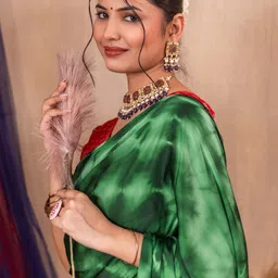 Mitera Tie and Dye Satin Designer Block Print Saree image 4