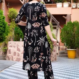 Dhibha Floral Printed V-Neck Straight Kurta With Trouser image 5