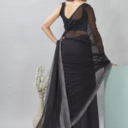 SAJAVAT ETHENIC WEAR Embellished Zari Pure Georgette Saree image 3