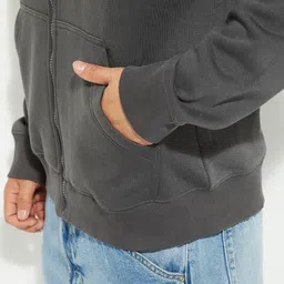 max Men Typography Printed Hooded Front Open Sweatshirt image 3