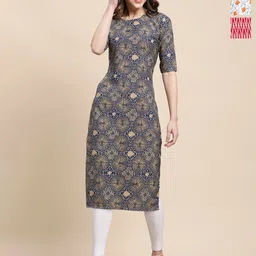 Ethnic basket Women Pack of 3 Ethnic Motifs Printed Crepe Kurta-picture-22