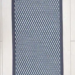 Ariana Navy Blue & White Self Design 1600 GSM Cotton Anti-Skid Bath Rugs-picture-18