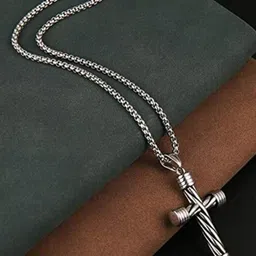 AGARWALPRODUCT Silver-PlatedJesus Christ Cross Pendants With Chains-picture-45