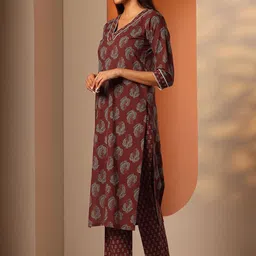 Libas Women Ethnic Motifs Printed Kurta with Trousers image 3