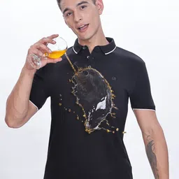 TURMS Men Solid Modal Polo Collar Short Sleeves Cotton Stain And Water Repellent Tshirt-picture-39