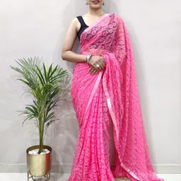 HERE&NOW Women Woven Design Net Saree-picture-47
