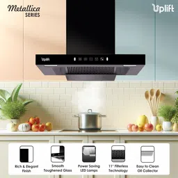 uplift Aurum 60 Motion Sensor Smart Auto Clean Wall Mounted Black 1350 CMH Chimney image 2