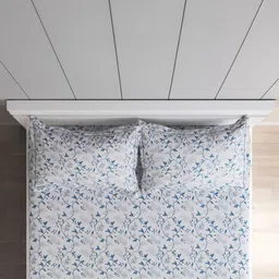 Home Centre White Floral 200 TC Bedsheet with 2 Pillow Covers image 2