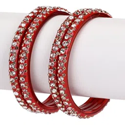 SOMIL Set Of 28 Artificial Stones Studded Glass Bangles image 3