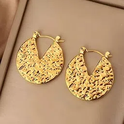DressBerry Stainless Steel 18K Gold-Plated Circular Shaped Hoop Earrings-picture-30