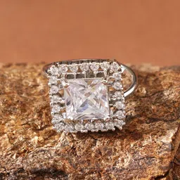 ABDESIGNS Silver Plated Cubic Zircon Studded Enchanting Finger Ring-picture-24