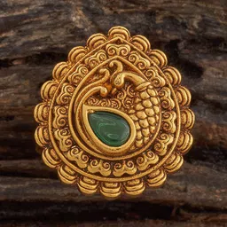 Kushal's Fashion Jewellery Green Gold-Plated Stone-Studded Adjustable Antique Finger Ring-picture-30