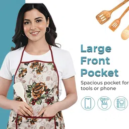 HOMESTIC Red Printed Waterproof Apron With Front Pocket image 5