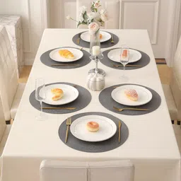 HOKIPO 6-Pcs Grey Textured Round Table Placemats image 5