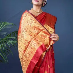 YASHASVI FASHION Woven Design Zari Silk Blend Saree image 2