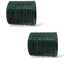 PRIYA KANGAN Women Set of 2 Green Glass Glitter Bangles-picture-22