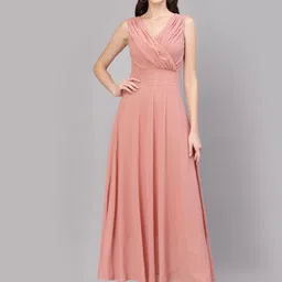 aayu Women V-Neck Georgette Maxi Dress-picture-24