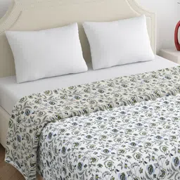 Home Ecstasy Blue & White Floral Summer 210 GSM Double Bed Dohar-picture-12