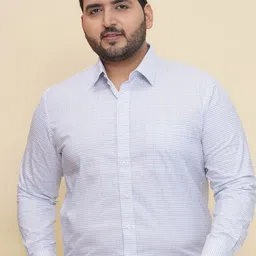 John Pride Men Spread Collar Micro Checked Cotton Formal Plus Size Shirt-picture-34