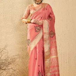 SERONA FABRICS Woven Design Embroidered Silk Cotton Banarasi Saree-picture-15