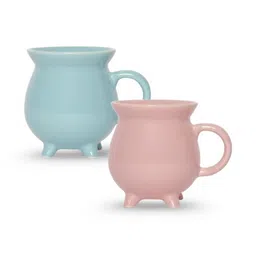 U & U Unique Utilities Pink & Blue Solid Ceramic Matte Mugs Set of Cups and Mugs-image-88
