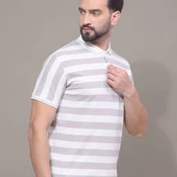 Crimsoune Club Men Striped Polo Collar Cotton Slim Fit T-shirt-picture-50