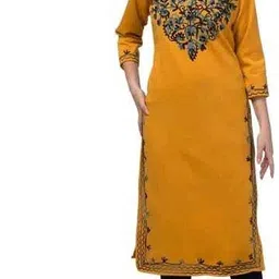 swalihafashion Women Embroidered Wool A-line Kurta image 2