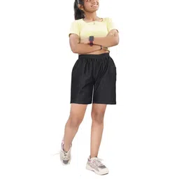 unoseven UNO seven Denim Fashion Shorts for Girls with Side Pockets - Charcoa lBlack - 8 - 9 years image 3