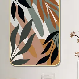 SAF Brown & Green Leaves Printed Wall Art-image-43
