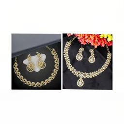 Women Click Set Of 2 Stone-Studded Copper Jewellery Sets image 1