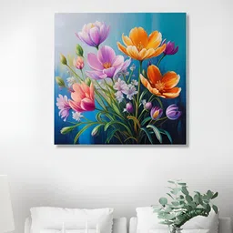 nestroots Vibrant Flowers Blue & Purple Canvas Wall Arts-image-58