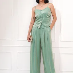 ESPYR By Tokyo Talkies Shoulder Straps Top With Pleated Wide Leg Trousers Co-Ords-picture-11