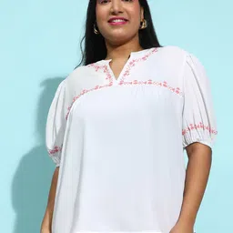 Oxolloxo Puff Sleeve Crepe Blouson Top-image-6