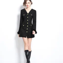 JC Collection Women Solid A-Line Mini Polyester Dress image 3