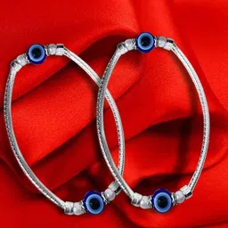 Adhvik Stainless Steel Artificial Beaded Evil Eye Nazariya Anklets-picture-37