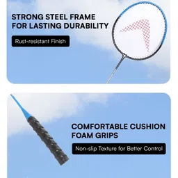ARROWMAX Set Of 2 Steel Badminton Racket With Full Cover image 2