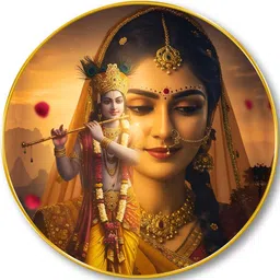 Myntra Elegant Homes Brown Radha Krishna Wall Hallway Portrait Painting Wall Art 20" x 20" image 5
