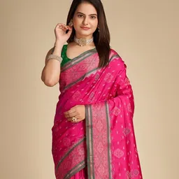 House Of Pataudi Woven Design Patola Silk Saree With Unstitched Blouse image 4