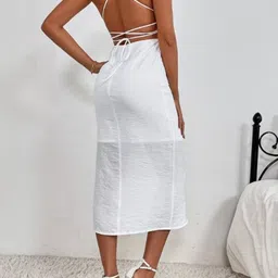 Outzidr White Off Shoulder Body Con Dress image 4