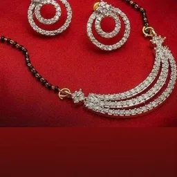 Awww Artificial Stone Studded And Beaded Mangalsutra With Earrings-picture-37