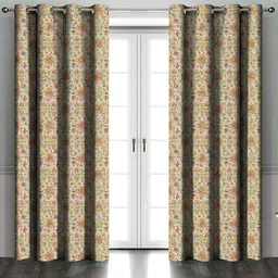 Aura Cream Coloured & Yellow 2 Pieces Printed Door Curtains-picture-22