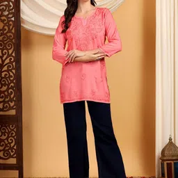 Poshak Chikan Studio Floral Embroidered Chikankari Chikankari Kurti-picture-32